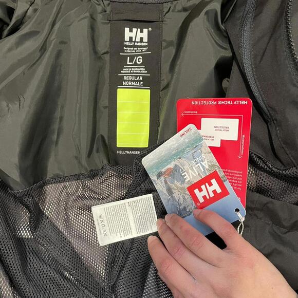 Black Helly Hansen waterproof jacket with hood size large - Picture 8 of 8